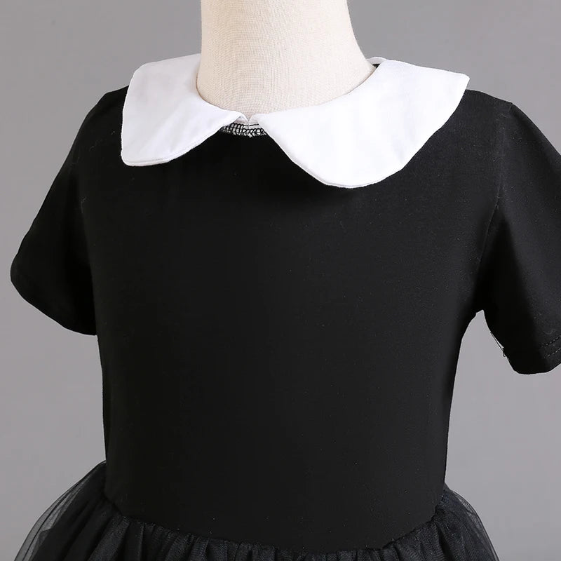 Wednesday Addams Costumes for Girls 2023 Movie Wednesday Mesh Dress Halloween Carnival  Gothic Winds Party Dress Up for 3-10 Yrs - Charlie Dolly