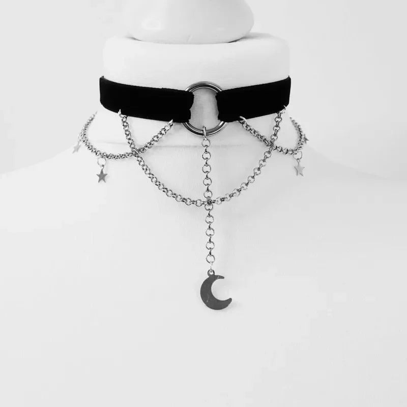 Goth Limited Black Velvet Cross Bead Choker Necklace Jewelry Gorgeous Women Punk Gift Statement New Gothic Halloween Grunge - Charlie Dolly