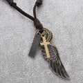 Feather Angel Wings Necklace & Pendants Vintage Brown Leather Neckless for Women Men Jewelry Boys Necklace Statement Necklace - Charlie Dolly