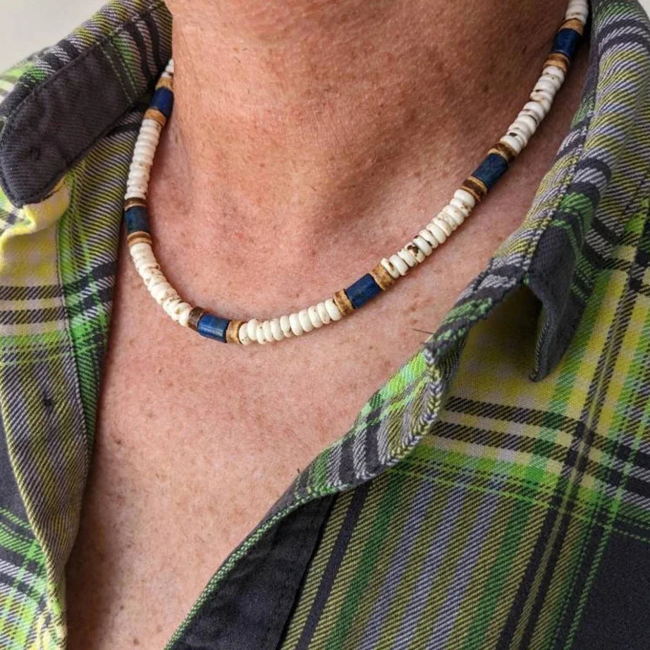 White Puka Shell Surf Boho Necklace