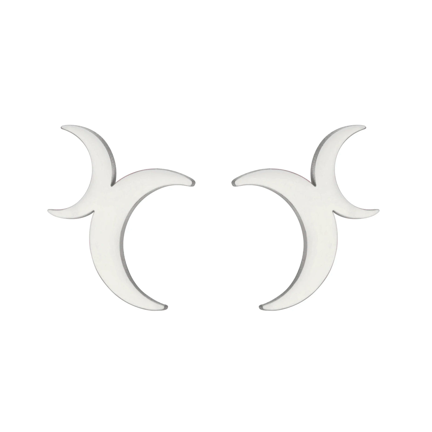 Crescent Moon Dangle Stud Earrings, Vintage Lunar Phase Celestial Talisman