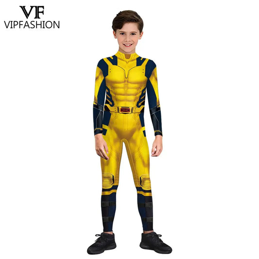 VIP FASHION Wolverine Deadpool Costume Family Matching Suit Adult Kid Zentai Bodysuit Halloween Jumpsuit Movie Fancy Party Wear