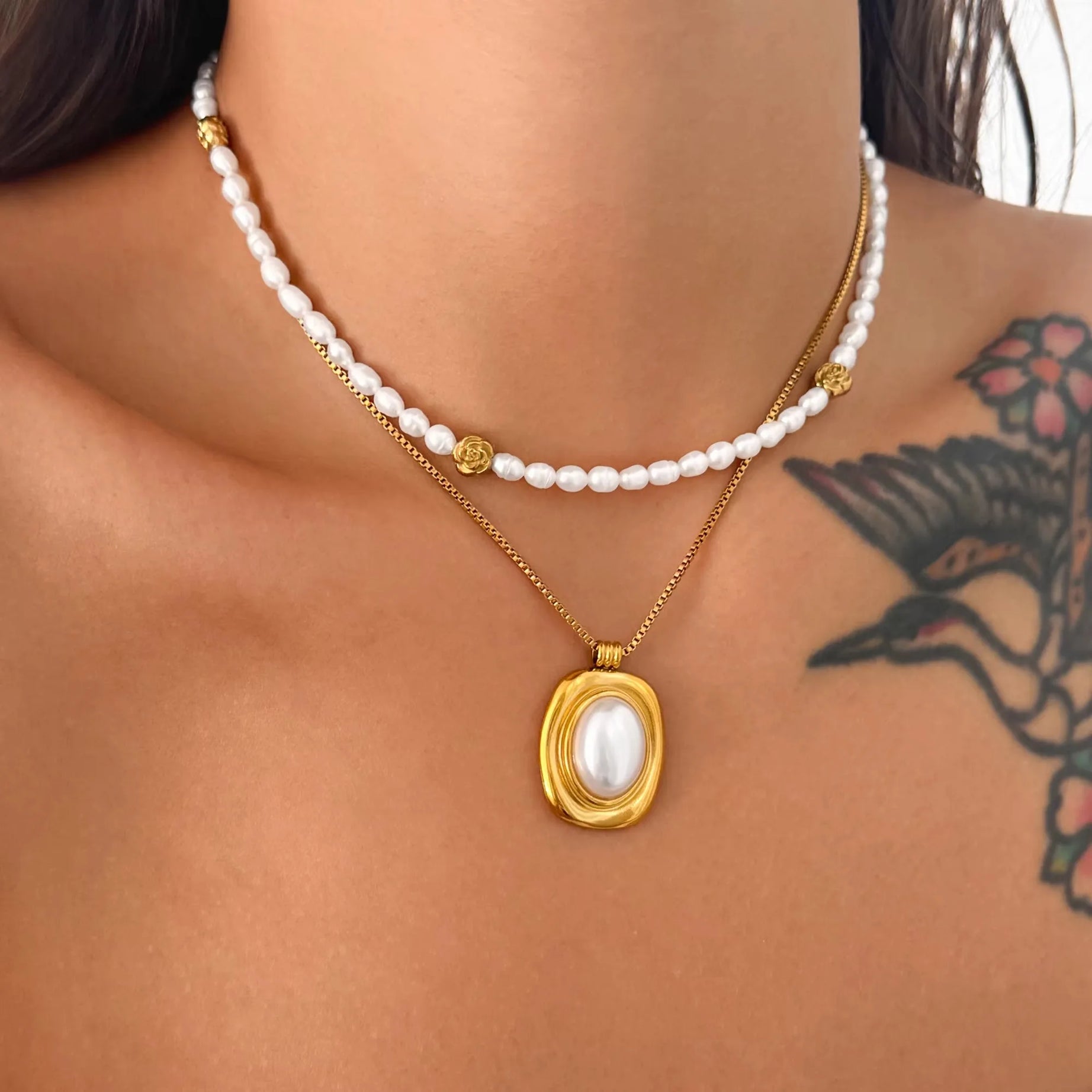 Vintage Fashion Oval Natural Stone Pearl Earrings for Women Stainless Steel 18k Gold Plated Boho Tarnish Free Waterproof Jewelry - Charlie Dolly
