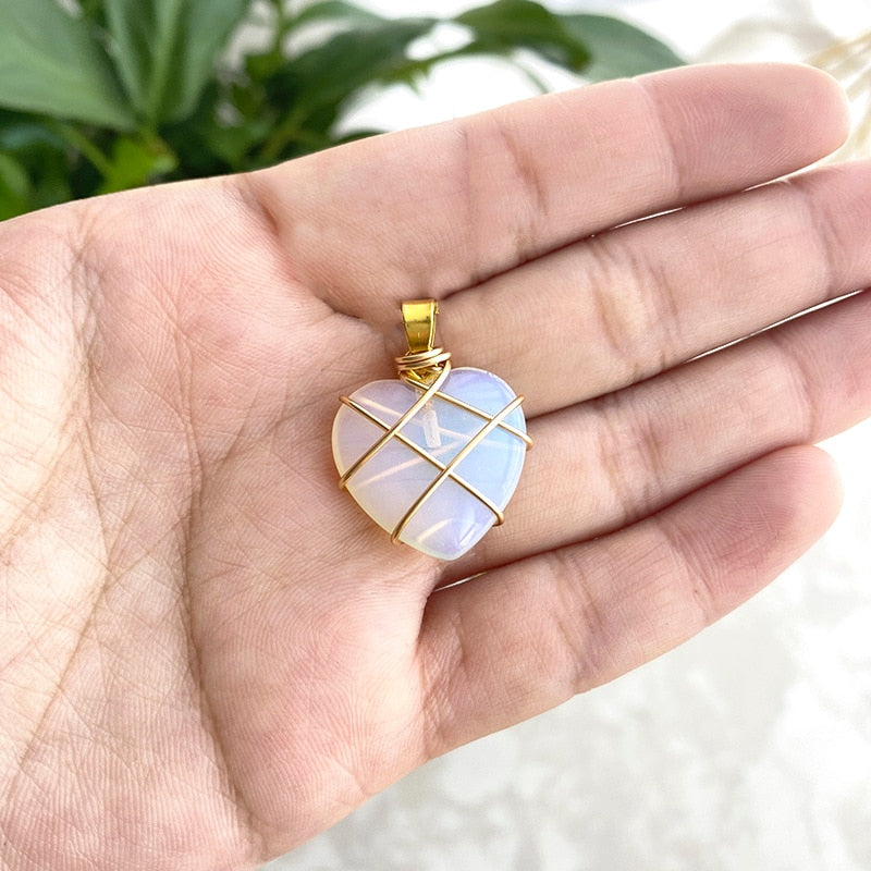 2022 Fashion Opal Heart Necklace Castle Necklace For Woman Girls Rose Quartz Barbie Necklace Jewelry Accessories Gift - Charlie Dolly