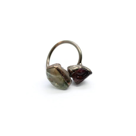 Natural Gem Raw Stone Amethyst Ring Crystal Bronze Plated Citrine Green Fluorite Boho Vintage Fashion For Women's Jewelry Gifts - Charlie Dolly