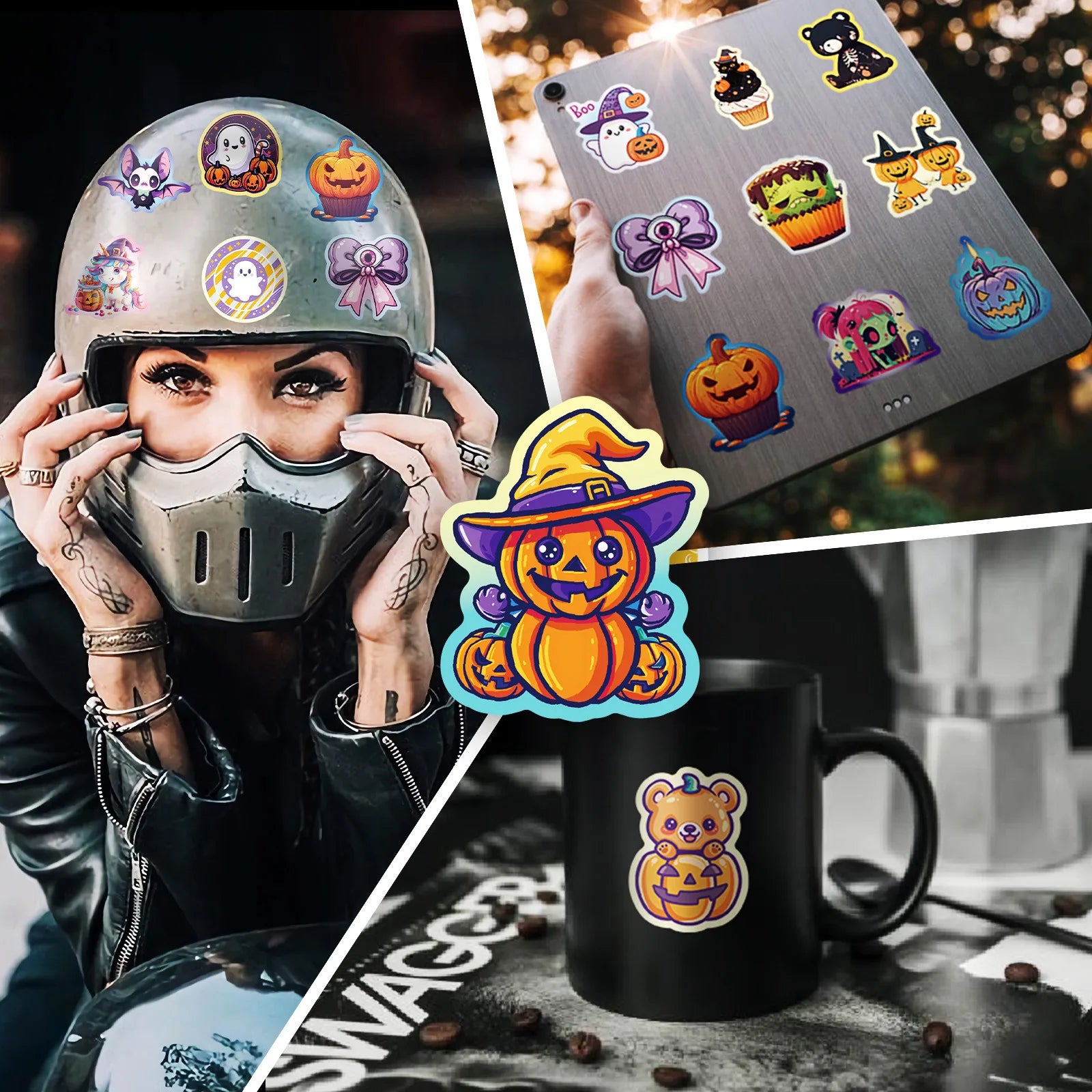 50pcs Halloween Pumpkin Bat Castle Graffiti Sticker DIY Laptops Water Bottles Phones Decorative Stickers Perfect Gift for Kids - Charlie Dolly