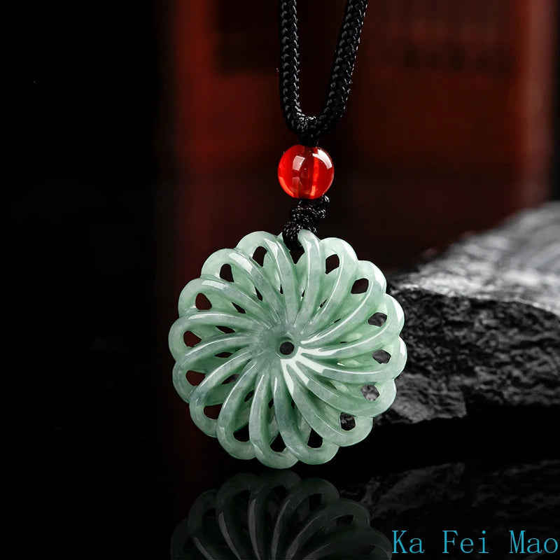 Natural A-goods Jadeite Fortune Pendant Men and Women Fashion Beads Treasure Jade Necklace Lucky Amulet Jade Necklace