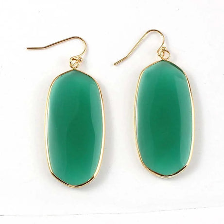 Crystal Oval Drop Stone Earrings For Women Natural Rose Quartz Labradorite Lapis Lazuli Stone Dangle Hook Girls Earring Jewelry - Charlie Dolly