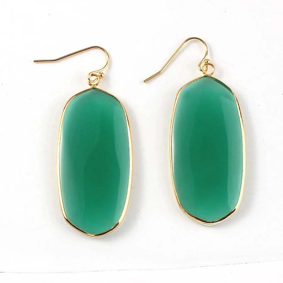 Crystal Oval Drop Stone Earrings For Women Natural Rose Quartz Labradorite Lapis Lazuli Stone Dangle Hook Girls Earring Jewelry