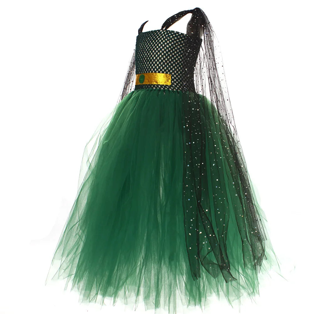 Green Medusa Girls Costume With Headpiece For Kids Cosplay Halloween Medusa Dresses Greek Roman Kids Fancy Gown Tutu Dress 2024 - Charlie Dolly