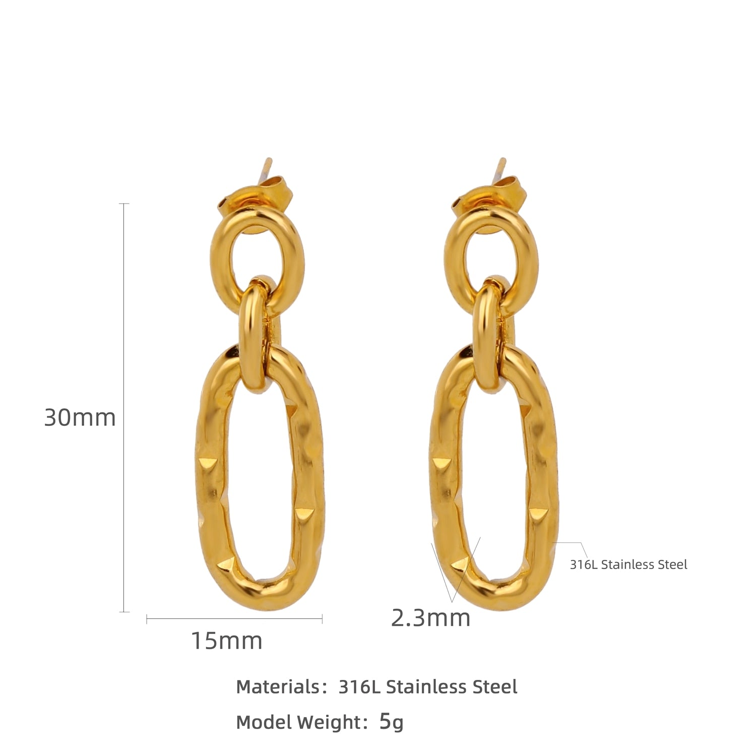 HONGTONG Earrings Irregular Love Shape Stainless Steel Earrings Women's Fashion Cute Metal Texture 18k Earrings Gold Plated - Charlie Dolly