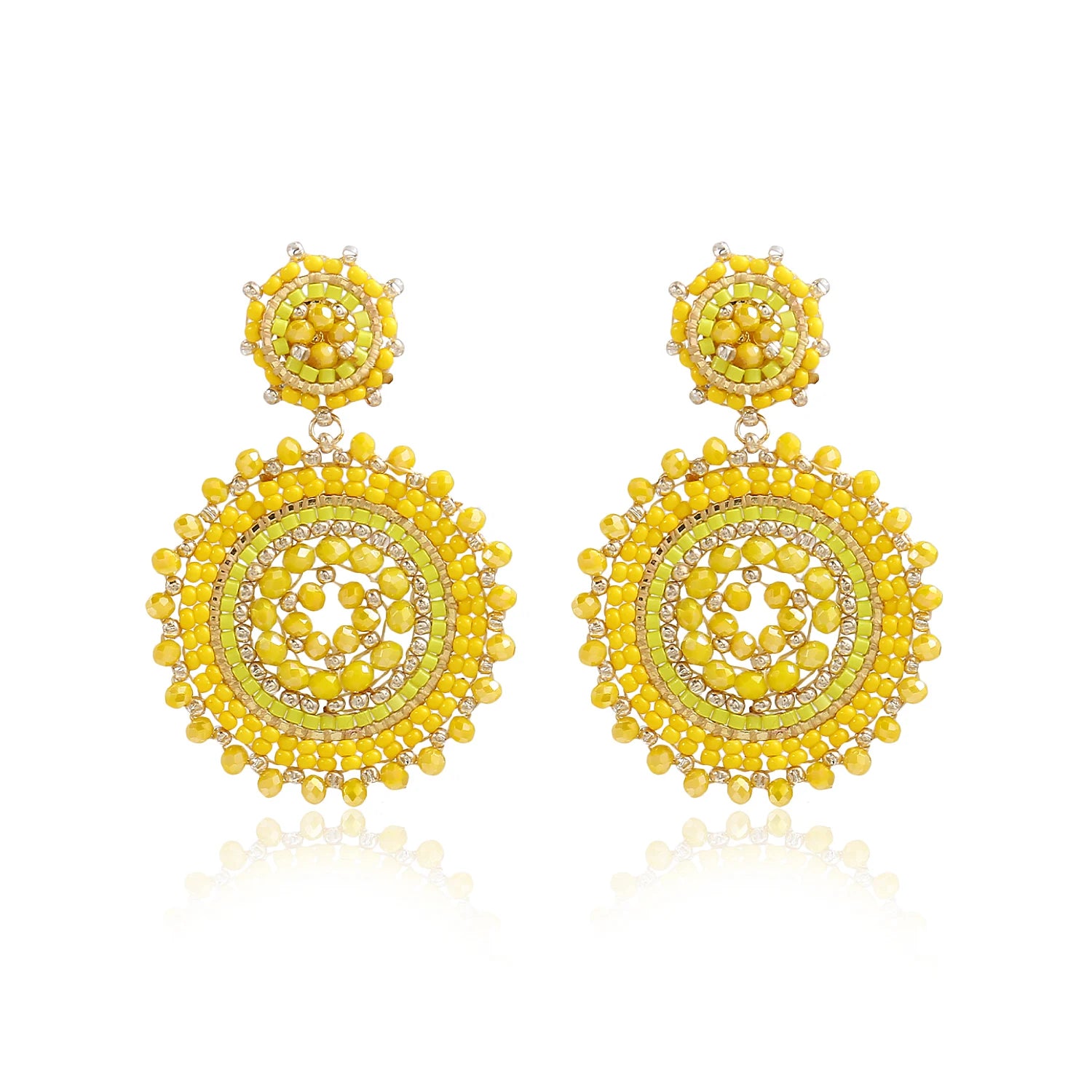Boho Colorful Seed Beads Earrings for Women Luxury Handmade Crystal Round Woven Dangle Earrings Fashion Jewelry Gifts