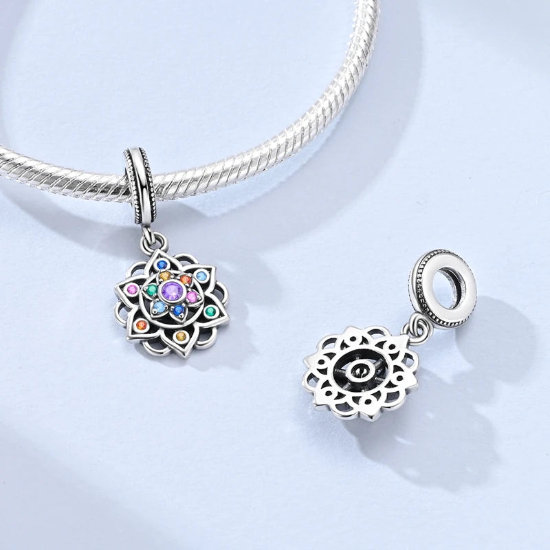 Original 925 Sterling Silver Charm Bead Rotatable Lotus Pendant Fit Original Bracelet Necklace For Women DIY Jewelry Gift