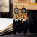 Boho Long Feather Dangle Women's Earrings Beach Long Tassel Beads Handmade Flower Enamel Earrings Bride Wedding Pendientes Mujer - Charlie Dolly