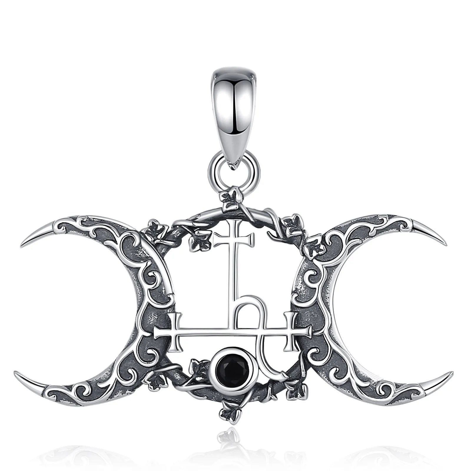 Eudora 925 Sterling Silver Lilith Sigil Necklace Vintage Triple Moon Goddess Amulet Pendant Personality Jewelry Party Gift