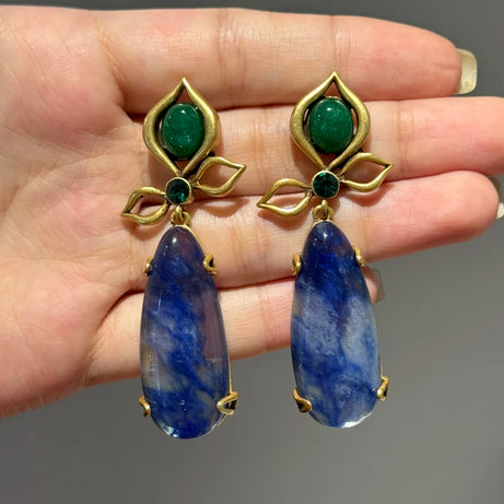 Vintage Sapphire Blue Lapis Lazuli Drop Earrings Statement Woman 2025  Luxury Designer Brands Charm Antique Jewelry Accessories - Charlie Dolly