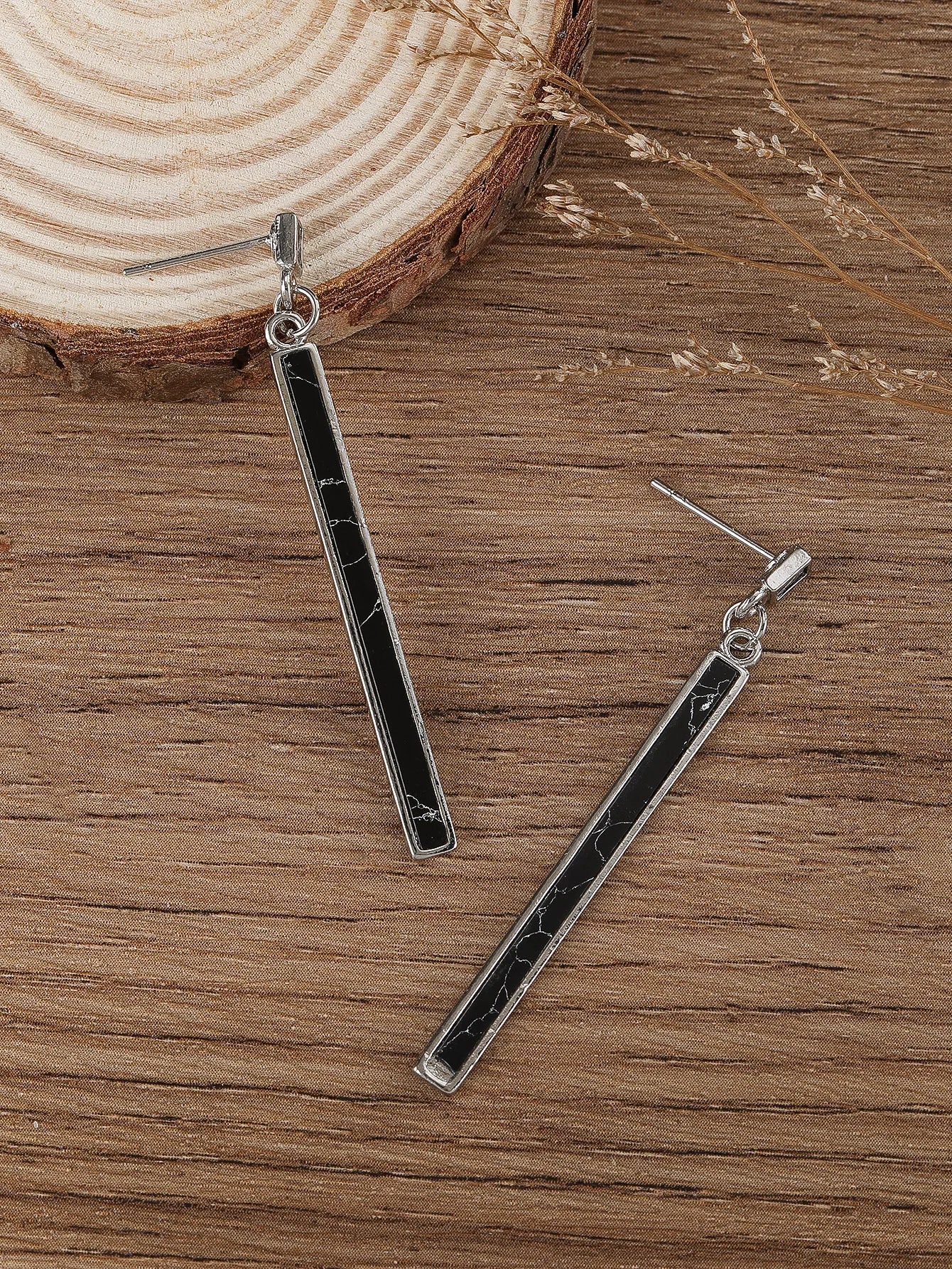 Retro Bohemian Rectangular Lapis Lazuli earrings, Fashionable Bluestone pendant, women's Jewelry Accessories