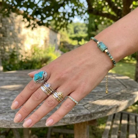 Natural Turquoise & Amazonite Boho Bracelet