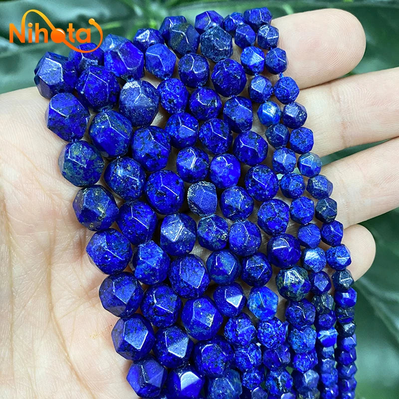 Natural Faceted Lapis Lazuli Blue Stone Loose Beads for Jewelry Making DIY Women's Charms Bracelets Earrings 6/8/10mm 14" Strand
