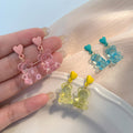 Cute Acrylic Candy Gummy Bear Dangle Earrings for Women Rainbow Bear CZ Hoop Earrings 2022 Korean Fashion Sweet Girl Jewelry - Charlie Dolly