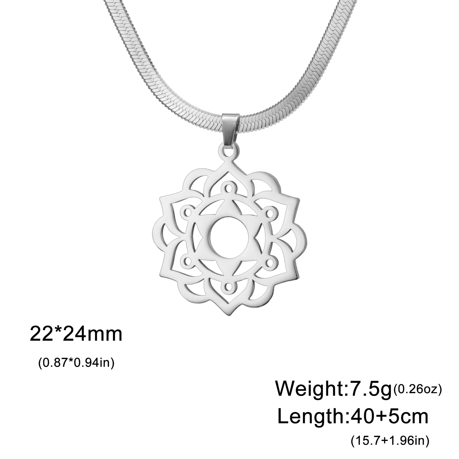 LIKGREAT Yoga Lotus Necklaces Stainless Steel Flower of Life Pendant Women Mandala Healing Buddha Spiritual Chakra Jewelry