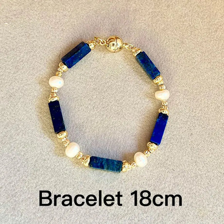 Exclusive Design Personalized Natural Freshwater Pearl Lapis lazuli Necklace Bracelet Earrings Copper Plated 14k Gold Accessorie - Charlie Dolly