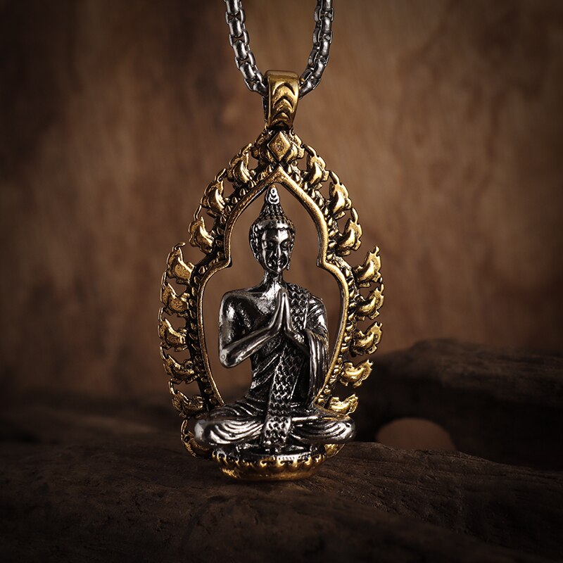 Classic Vintage Buddhist Buddha Pendant Necklace for Men Women Trendy Street Party Amulet Jewelry Gift - Charlie Dolly