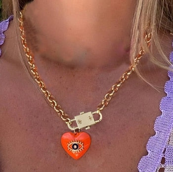 Goth freshwater pearl necklace women yellow smile beads coral Vintage Multi Layer Link Chain Necklace Punk Aesthetic Jewelry - Charlie Dolly