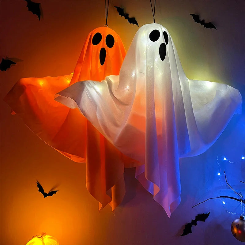 Halloween Party LED Glow Ghost Home Indoor Outdoor Decoration Supplies 2024 Haunted House Bar Hanging Horror Props with Lights - Charlie Dolly