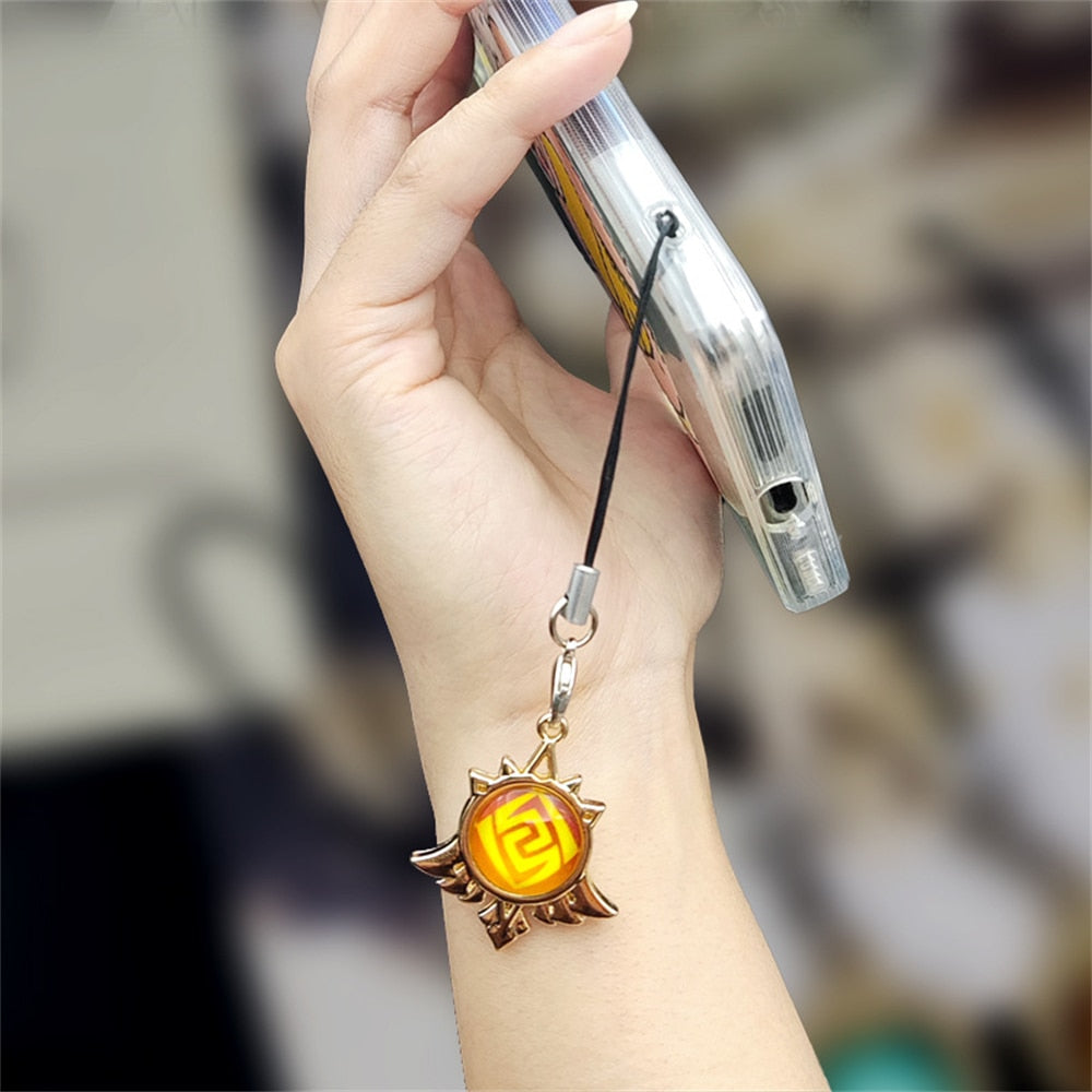 Game Genshin Impact Keychain Luminous 7 Element Double-Side Glass Pendant Weapons Eye Of Original Keyring Phone Charms Souvenir - Charlie Dolly