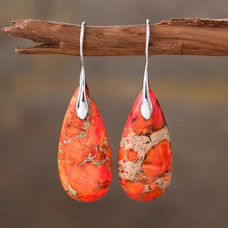 Natural Stone Geometric Pendant Earrings