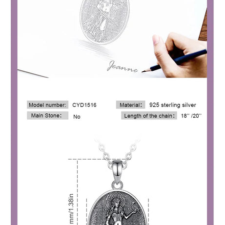 S925 Sterling Silver Morrigan Goddess Pendant Necklace, Viking Raven & Triple Spiral Pagan Amulet