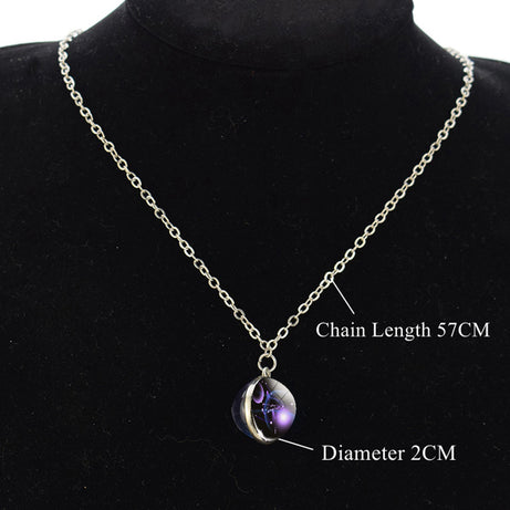 Zodiac Constellation Glow-in-the-Dark Pendant Necklace, Luminous Astrology Talisman