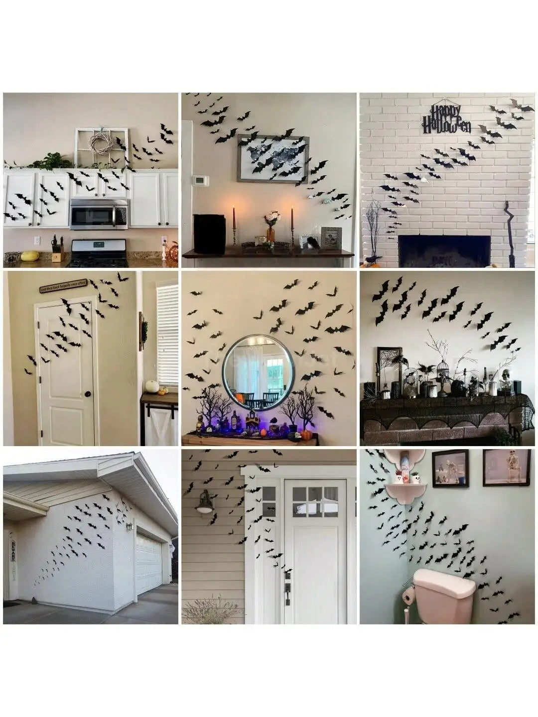 60pcs 3D Waterproof black Bats Wall Decor Halloween Decor - Charlie Dolly