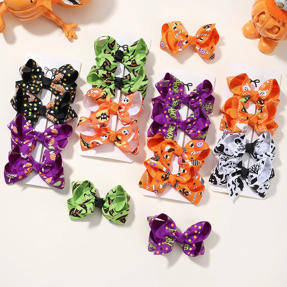4Pcs/Set Cute Halloween Bow Hair Clip Fashion Kids Girl Hairpin Party Decoration Barrettes Baby Hair Accessories Gift Wholesale - Charlie Dolly