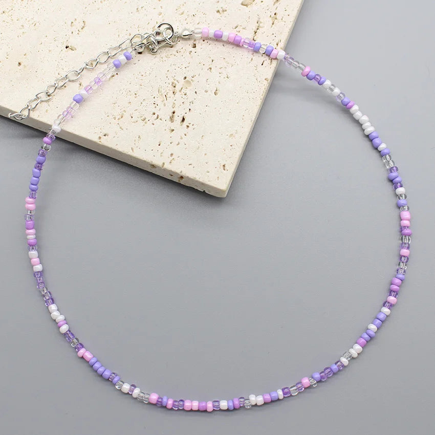 Simple Seed Beads Choker  Women Korean Fashion Charm Colorful Handmade Boho Collar Chain Neck Necklace Femme Jewelry  Gift