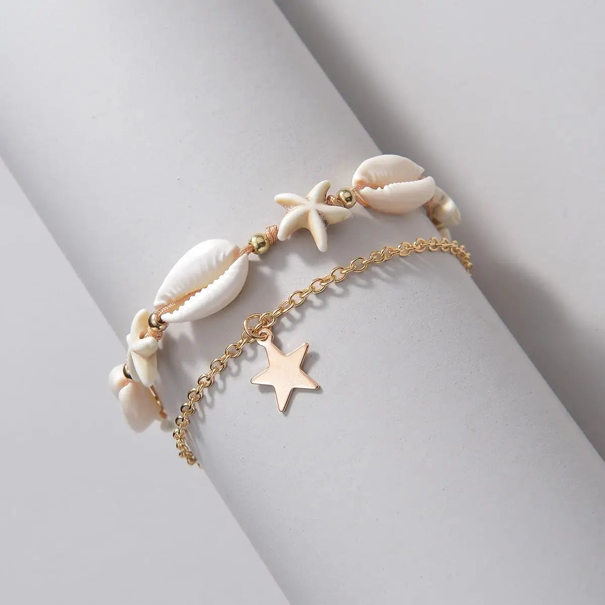 Shell Starfish Women‘s Anklets Bohemian Anklet Leg Rice Beads Bracelet Handmade Foot Chain Boho Jewelry Summer Accessories