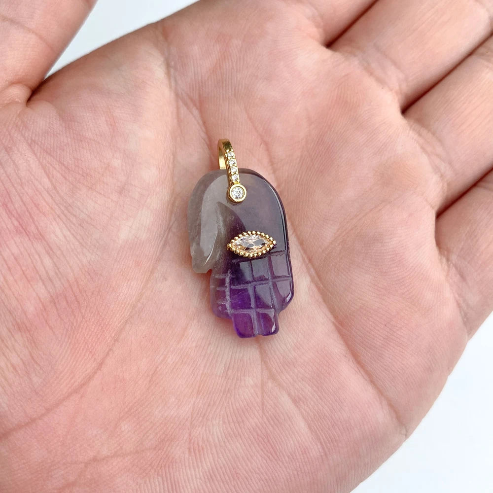 Lucky Natural Stone Fatima Hand Charms 1Pc Blue Lapis Lazuli Evil Eye Hand Pendant For Jewelry Making Earrings DIY Necklace