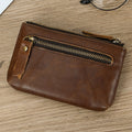 Little Coin Purse Genuine Leather Real Cowhide Men's Leather Short Wallet Mini Purse Men Women Key Wallet Card Zip With Key Ring - Charlie Dolly