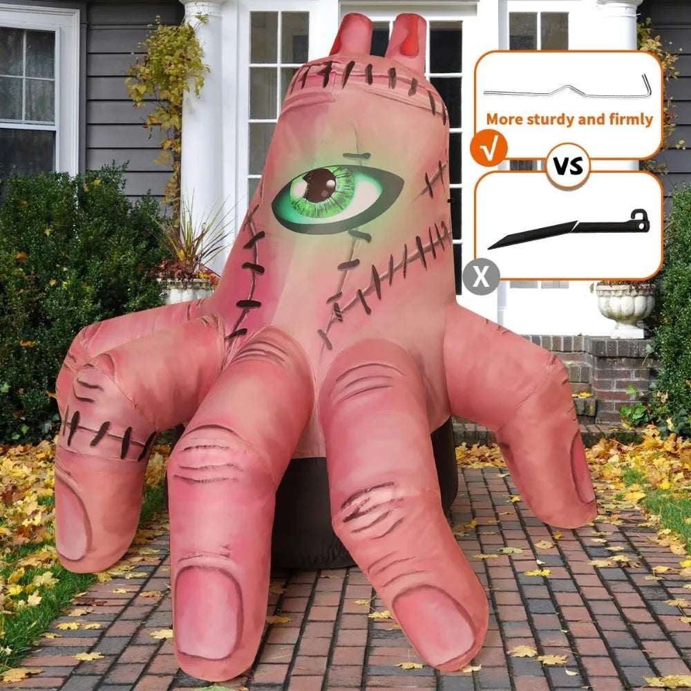 Halloween Inflatables Hand Outdoor Decorations Blow Up Yard Scary Giant with Built-in LEDs for Indoor Party Garden Lawn Decor - Charlie Dolly