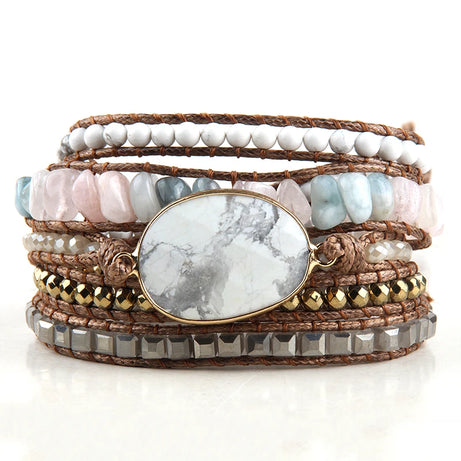 5-Strand Natural Stone Wrap Bracelet