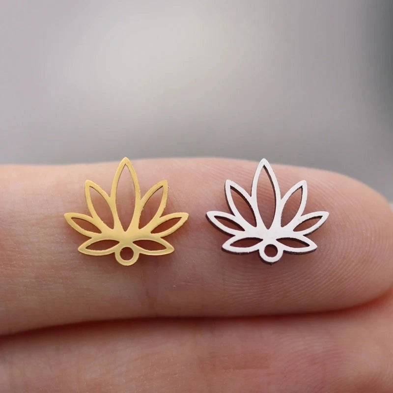 3pcs Lotus Flower Hollow Stainless Steel Pendants Laser Cut Metal Charms For Necklace Bracelet Earring Jewelry Making Gift