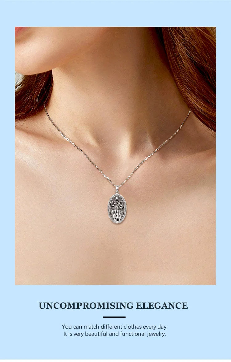 Eudora 925 Sterling Silver Triple Moon Goddess Necklace Hecate Dog Amulet Pendant Triple Goddess Jewelry for Women Man Gift