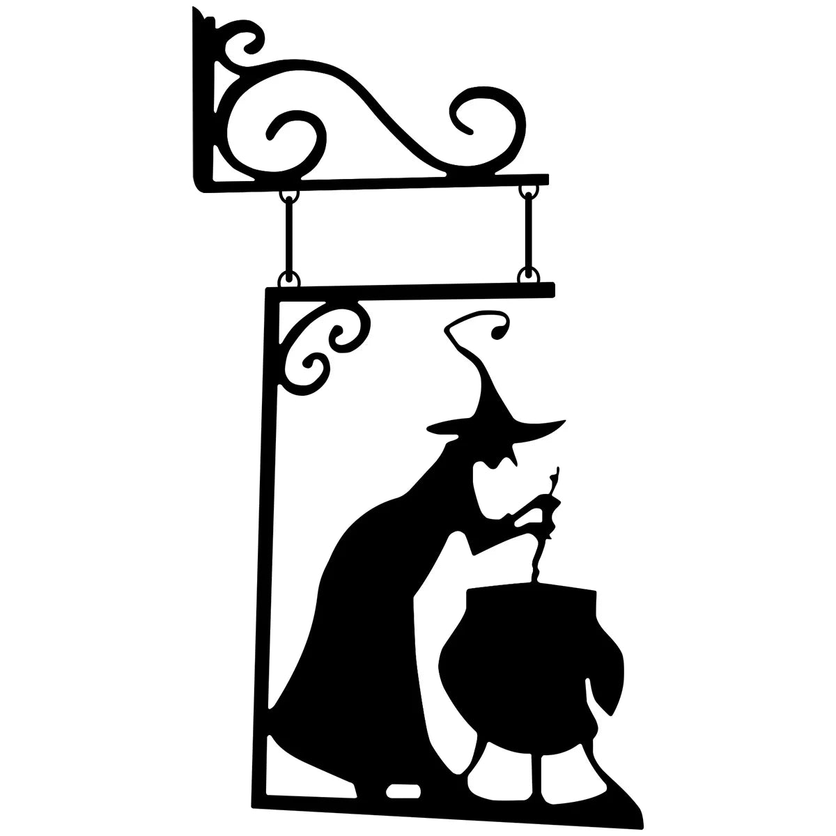 Halloween Metal Sign Witch Shape Iron Witch Boiler Silhouette Wall Mural Spooky Mysterious Witch Hanging Signage Horror - Charlie Dolly