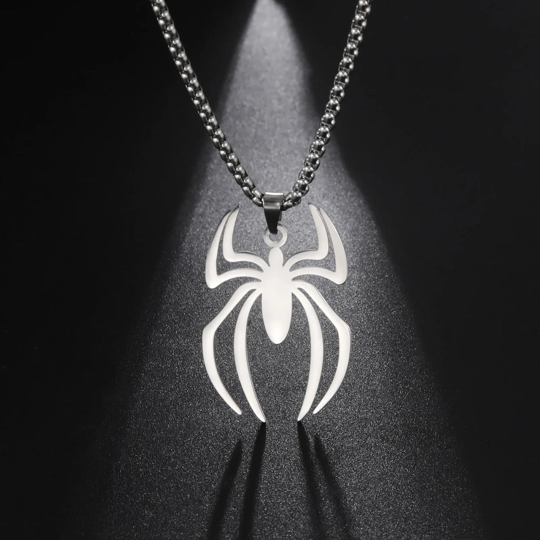 Kpop Stainless Steel Spider Pendants Chain Necklaces for Mens Silver Color Gold Color Pearl String Gothic Punk Halloween Jewelry - Charlie Dolly