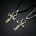 Vintage Ancient Egyptian Ankh Cross Necklaces For Men Women Stainless Steel Cuneiform Characters Pendant Unisex Amulet Jewelry - Charlie Dolly