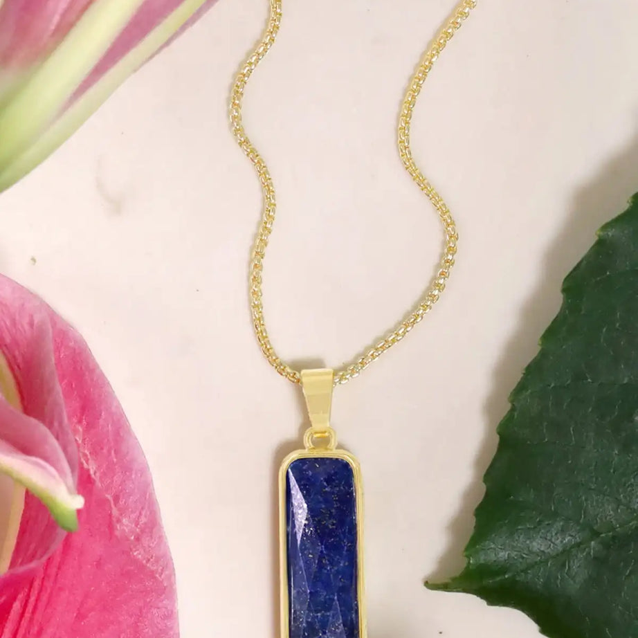 Lapis Lazuli Rectangle Earrings Pendant Necklace Jewelry - Charlie Dolly