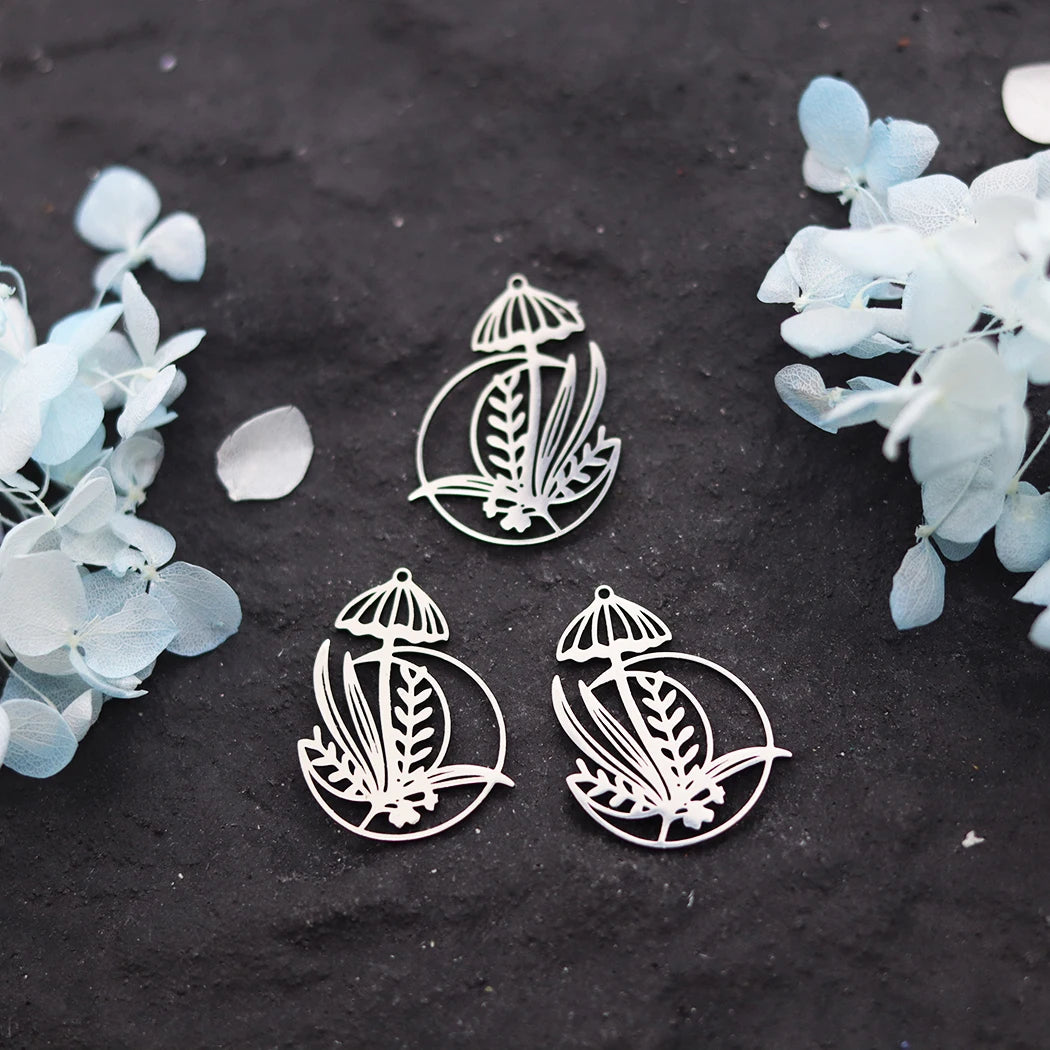 3pcs DIY Earrings Lotus Flower Yogo Buddha Stainless Steel Pendant Moon Charm For Jewelry Making Necklace Amulet Accessories