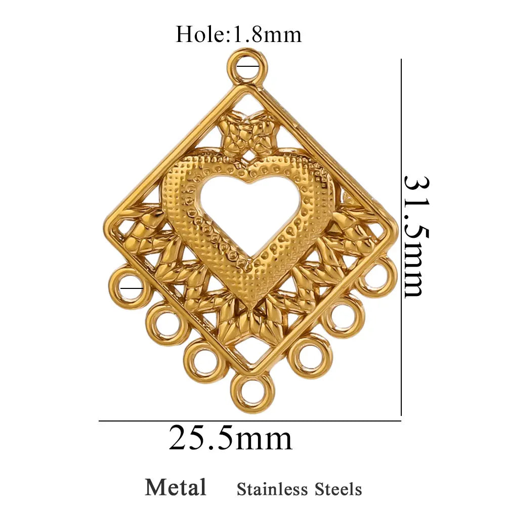 5pcs Stainless Steel Earring Connector Charms Boho Gold Hollow Pendants for Women DIY Jewelry Earring Necklace Making Wholesale