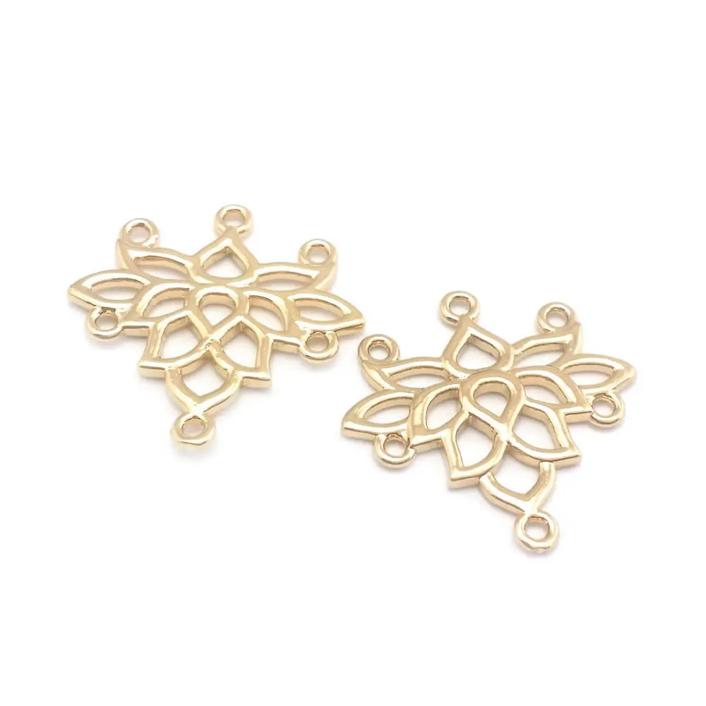 18K Gold Color Brass Lotus Flower Charms Pendants High Quality Diy Necklace Earrings Jewelry Making Accessories